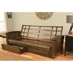 Bowery Hill Wood Queen Size Storage Futon Frame In Rustic Walnut. Fixed Price $755.68.
