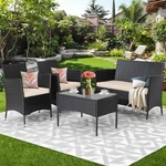 Outdoor Patio Rattan Furniture Set Cushioned Sofa Coffee Table 4PCS Conversation. Fixed Price $139.90.