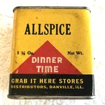 Allspice Dinner Table Vintage Tin, Danville, Illinois. Fixed Price $17.95.