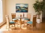 Veranda Rattan Furniture Indoor Dining 5 Piece Set (#2408H-TGC). Fixed Price $1699.00.