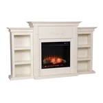Furniture Tennyson Touch Screen Wood Electric Fireplace W/ Bookcase In Ivory. Fixed Price $875.99.