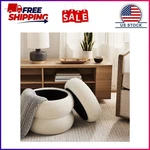 Mainstays Boucle Cloud Storage Ottoman, Cream. Fixed Price $47.99.