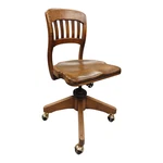 Vintage B.l. Marble Oak Swivel Office Chair Banker Task Wood Circa 1920. Fixed Price $450.00.
