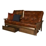Kodiak Furniture Tucson Queen Storage Futon With Brown Faux Leather Mattress. Fixed Price $932.99.
