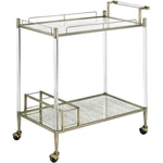 Acme Cirro Serving Cart With Metal Frame Antique Mirror And Wire Brass. Fixed Price $397.86.