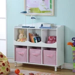 Kings Brand Furniture - 6 Cubby Toy Storage Cabinet With 3 Pink Bins, White. Fixed Price $125.99.