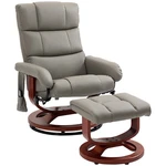 Recliner Chair With Ottoman, Swivel Wood Base, Remote And Side Pocket, Grey. Fixed Price $239.99.