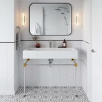 Modway Redeem 40" Wall-mount Silver Stainless Steel Bathroom Vanity. Fixed Price $363.44.