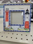 3D Lighthouse Picture Frame Red, White & Blue Ceramic Keepers 6.5". Fixed Price $9.95.