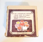 Vintage Jobar International Set Of 8 Stoneware Servers From Oven Table Box. Fixed Price $29.99.