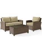 Crosley Furniture Bradenton 3 Piece Fabric Patio Sofa Set In Brown Sand. Fixed Price $1314.99.
