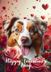 Australian Shepherd Red Merle Happy Valentine's Day Flag. Fixed Price $23.95.
