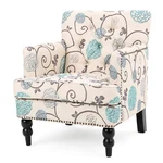 Christopher Knight Home Harrison Fabric Tufted Club Chair White / Blue (29.5"D X. Fixed Price $317.41.