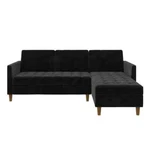 Dhp Presley Storage Sectional Futon, Black Chenille. Fixed Price $200.00.