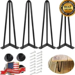 14" Hairpin Table Legs Set Of Black Metal 3-ROD Furniture Diy. Fixed Price $42.99.