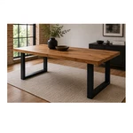 Loft Minimal Dining Table Solid Oak Top Steel Legs Natural Oil 60X30X30 Up. Fixed Price $4500.00.