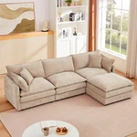Modular Sectional Sofa 102" Shaped Couch Set 3-SEATER Movable Ottoman For Home. Fixed Price $499.99.