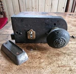 Victorian Rim Lock, Keep, Period Gothic Style Pressed Steel Door Knobs. Fixed Price $57.47.