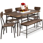 Best Choice Products 6-PIECE Dining Set Storage Racks Table Bench 4 Chairs 55IN. Fixed Price $239.99.