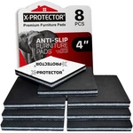 Non Slip Furniture Pads X-protector 8 Pcs 4" Inch Square, Grey / Black. Fixed Price $17.99.