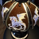 Fantasy Dragon Touch Lamp Gothic Medieval Desk Glass Panel Light. Fixed Price $89.00.