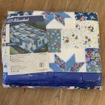 Vtg Beacon Star Patch Country Cottage Cabin Twin Full Quilt Blanke Blue Floral. Fixed Price $19.50.