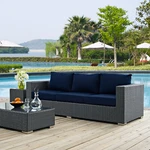 Modway Outdoor Patio Wicker Rattan Sofa Couch & Sunbrella Canvas Navy Cushion. Fixed Price $769.41.