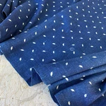 6.3 Yards Antique Linen Dyed Indigo Blue White Leaf Design Upholstery Pillow Fa. Fixed Price $545.00.