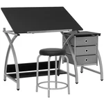 Studio Designs Comet Center Plus Drawing Table With Stool Silver And Black. Fixed Price $222.25.