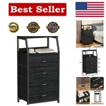 Elegant Tall 4-DRAWER Dresser In Black Oak Versatile Storage Solution. Fixed Price $67.86.