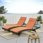 Orange Out Door Chaise Lounge Cushion Set 2 Christopher Knight Home Pillow Ties. Fixed Price $204.44.