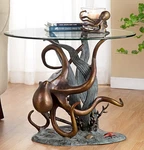 Octopus And Seagrass End-side Table Aluminum Glass Home DECOR-24''D X 21.5'''H. Fixed Price $990.00.