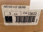 Hager Swing Clear Hinge AB7501 4.5 26D (box Of 3). Fixed Price $175.00.