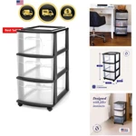 Drawer Tower, 3-TIER Clear Plastic Storage Organizer Cart, Black Frame Orga.... Fixed Price $83.19.