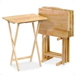 Pj Wood Folding Tv Tray Tables With Compact Storage Rack 5 Piece Furniture Set. Fixed Price $75.29.