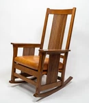 Stickley Mission Oak Rocking Chair Leather Cushion Arts & Crafts Solid Wood. Fixed Price $1149.00.