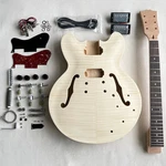 Diy 6 String 335 Electric Guitar Kit Unfinished Flamed Maple Top Silver Part. Fixed Price $179.99.