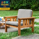 Kids Outdoor Chair: Natural Acacia Wood For W/gray Polyester Cushions. Fixed Price $239.99.