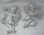 Design Toscano Cherub Wall Plaques Set Wine Harvest Putti Resin Stone Finish. Fixed Price $64.99.