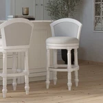 Emily 31" Wood Barrel-back Stool With Swivel And Upholstered Seat. Fixed Price $404.99.