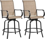 Yaheetech Set Of 2 Black Brown Swivel Bar Stools Outdoor High Bistro Chairs. Fixed Price $120.64.