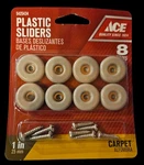 Ace Plastic Sliders Screw On Beige 1" Round For Carpet #5425434 8 Pcs.. Fixed Price $5.00.