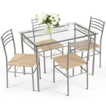 Costway 5 Pcs Dining Set Table & 4 Chairs Glass Top Kitchen Breakfast Furniture. Fixed Price $144.99.