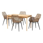 Baxton Studio Ballerina Gray Rattan And Black Metal 5-PIECE Dining Set. Fixed Price $874.10.