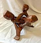 Vtg African Art Carved Wood 3 Men Interlock Unity Tribal Sculpture Plant Stand. Fixed Price $34.99.