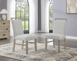 Set Of 2 Light Oak Finish Dining Side Chairs With Gray Fabric. Fixed Price $184.05.