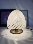 Av Mazzega Rare Dome Table Lamp In Murano Glass Swirl And Brass Italy 1970. Fixed Price $360.00.