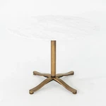 1980S Nicos Zographos Alpha Dining Table Solid Bronze W/ White Marble Top 42". Fixed Price $4500.00.