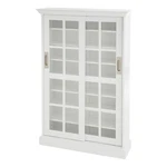 Southern Enterprises Sliding-door Wood Glass Window-pane Media Cabinet White. Fixed Price $298.11.
