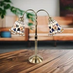 Table Lamp Twin Goose Neck Desk Stained Glass Double Lights Renovators Supply. Fixed Price $192.99.
